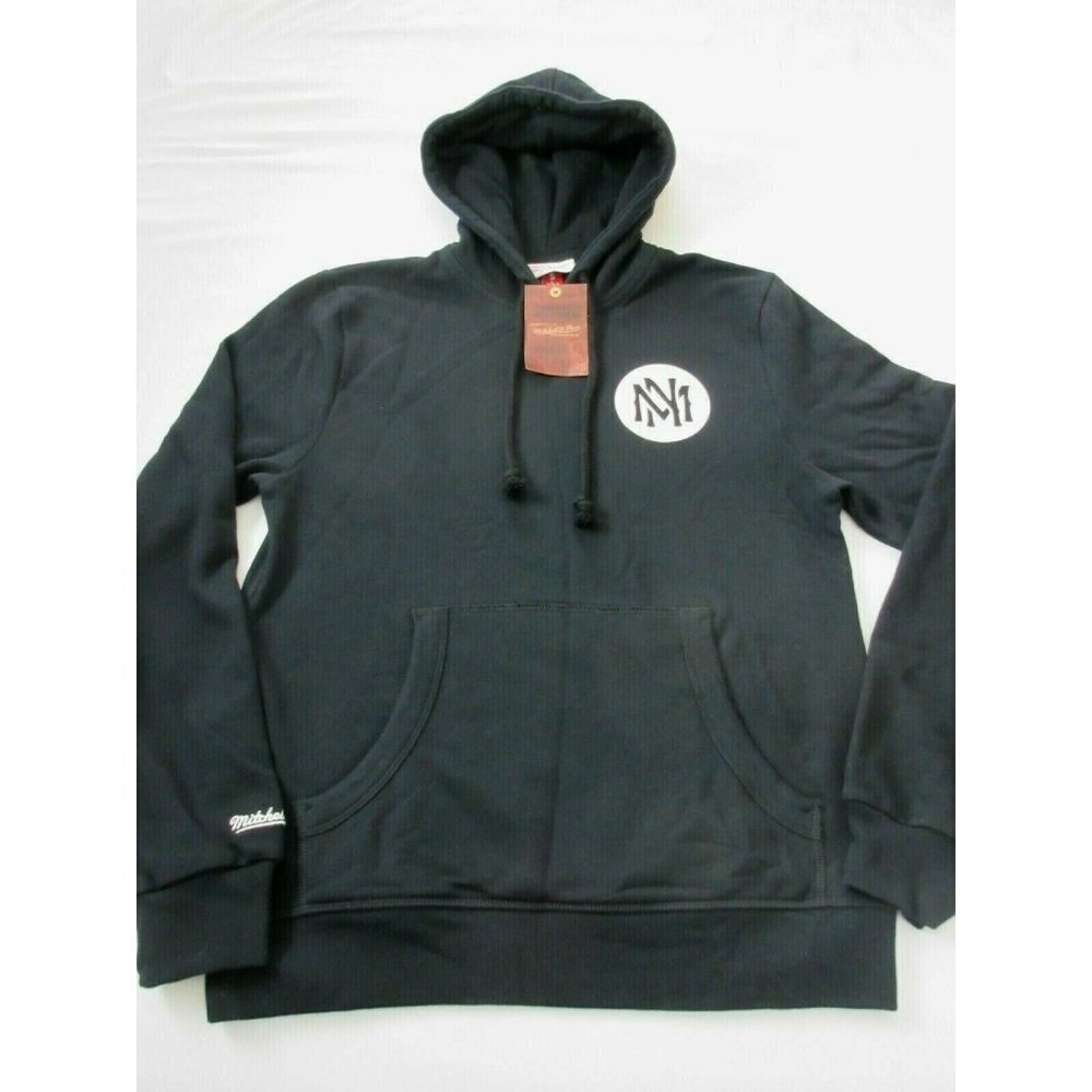 Mitchell & Ness Mens Branded 1904 Pullover Logo Hoody Sweatshirt Black White NWT